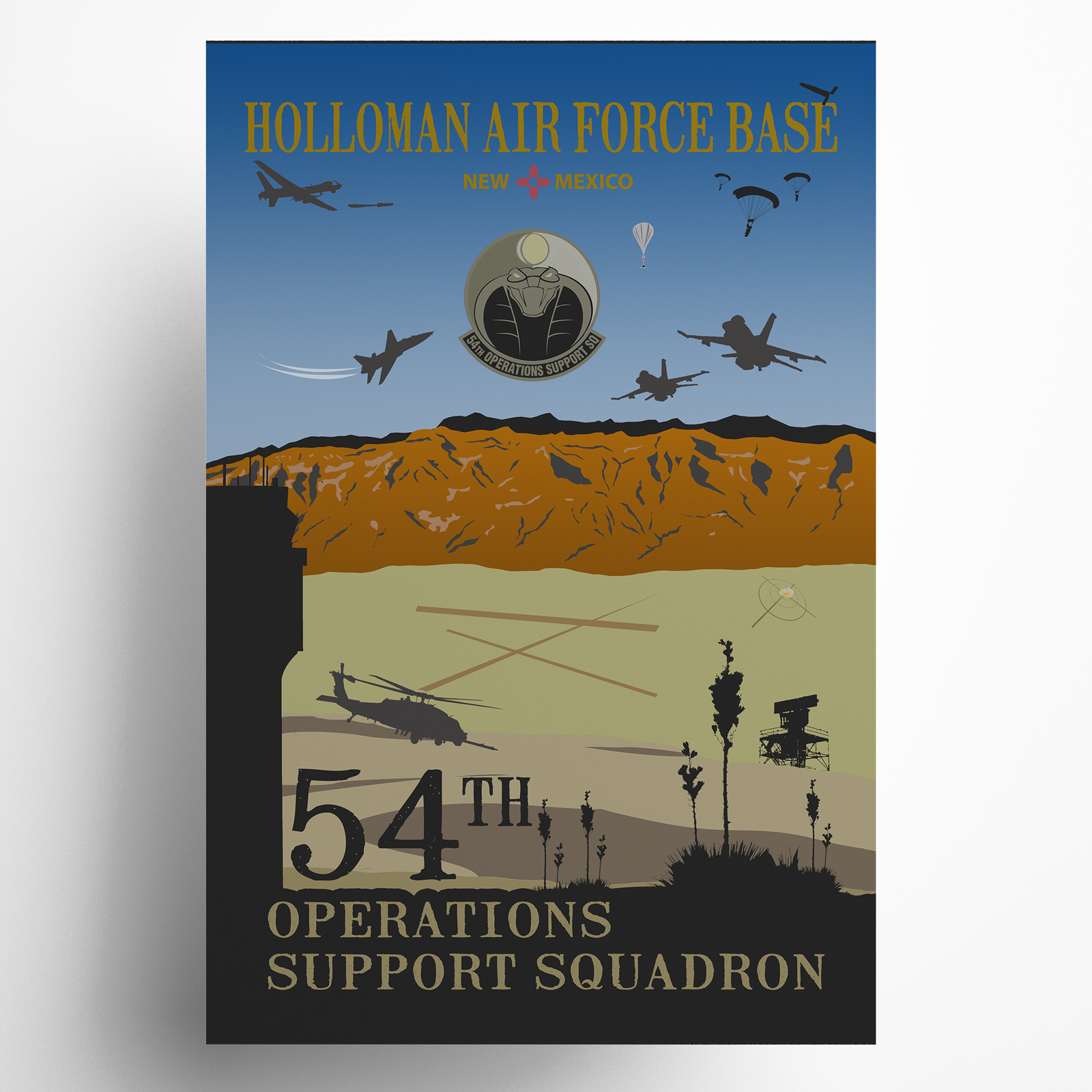 Poster for the 54th Operations Support Squadron (OSS), Holloman Air Force Base USAF