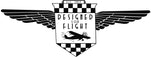 Logo with wings and 'Designed for Flight' text on a white background