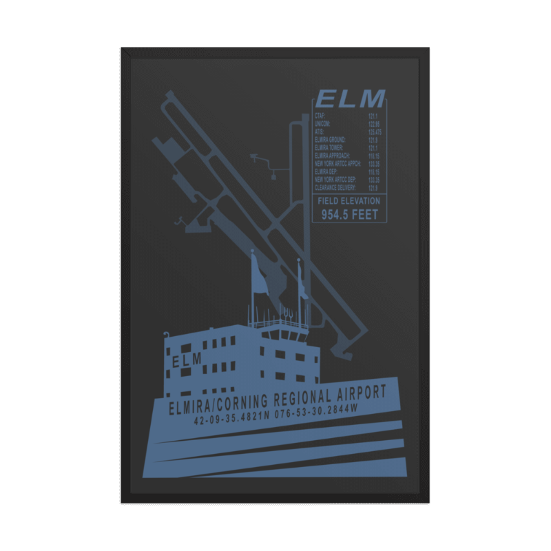 ELM Elmira Corning Regional Airport Art Print Airport Diagram Art