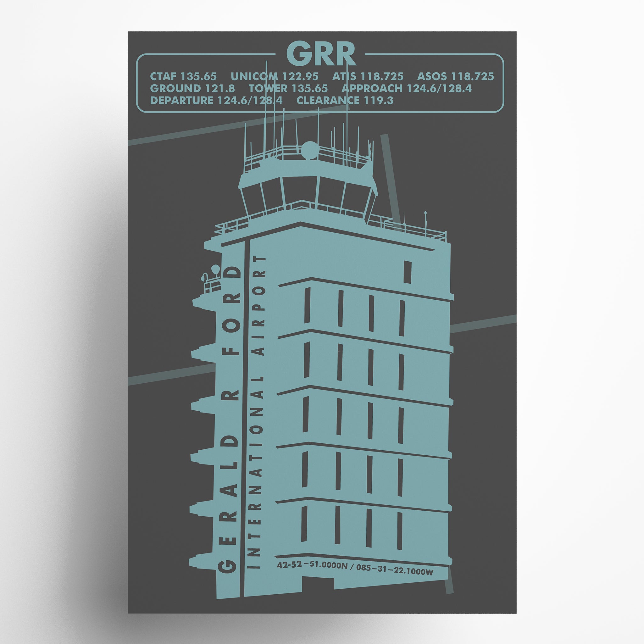GRR Gerald R Ford International Airport Air Traffic Control Tower Print