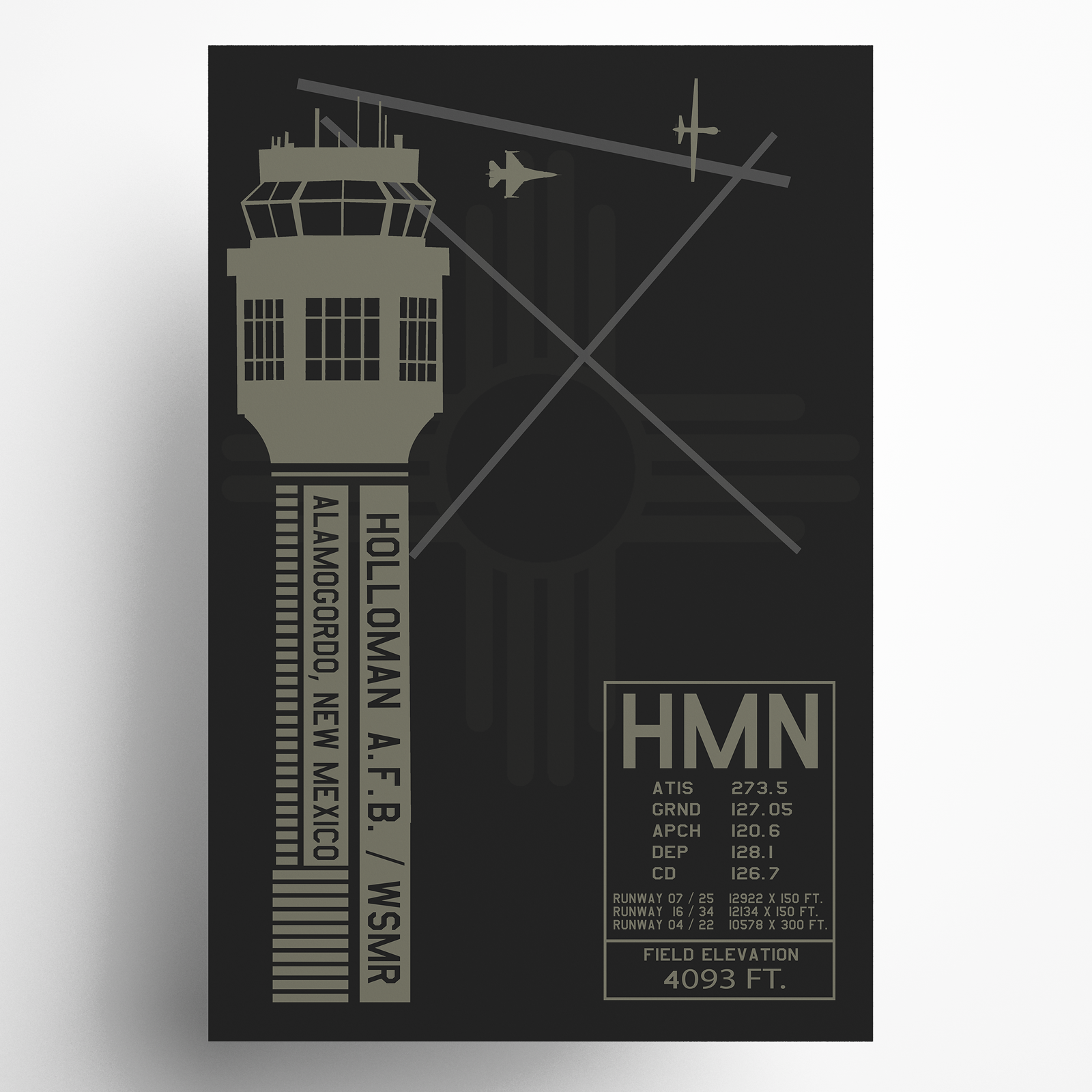 Poster of the ATC Tower at Holloman Air Force Base, New Mexico.