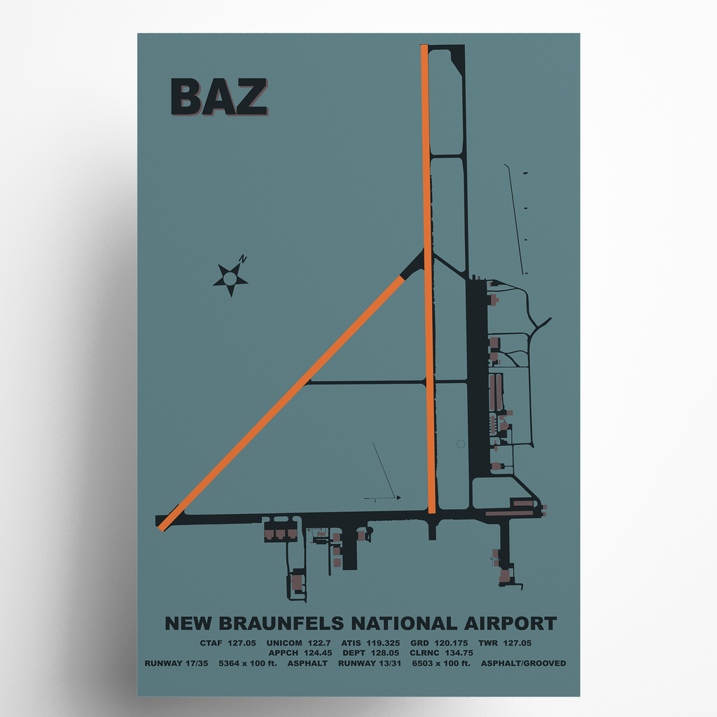 BAZ New Braunfels National Airport Diagram Art Print