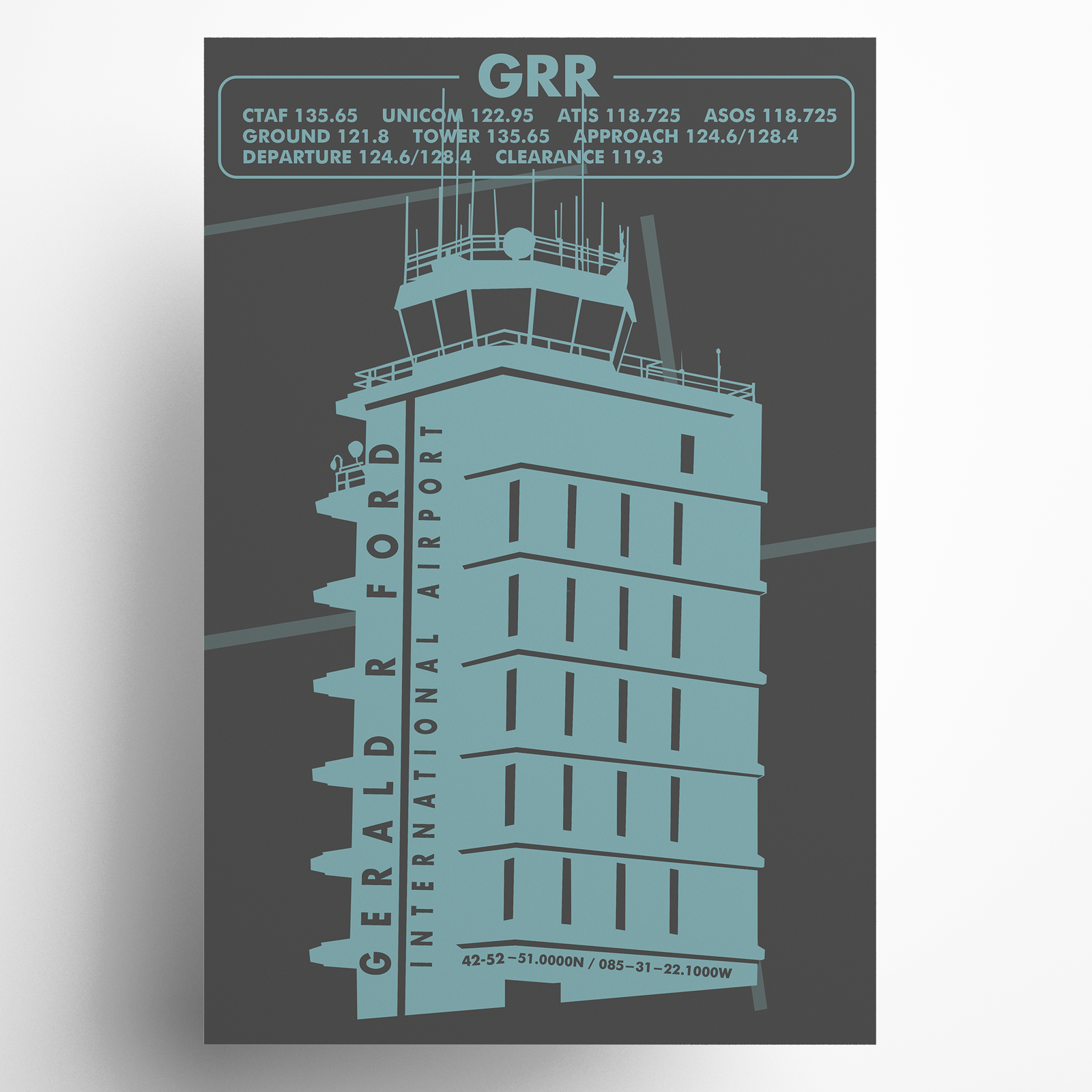 GRR Gerald R Ford International Airport ATC Tower Print