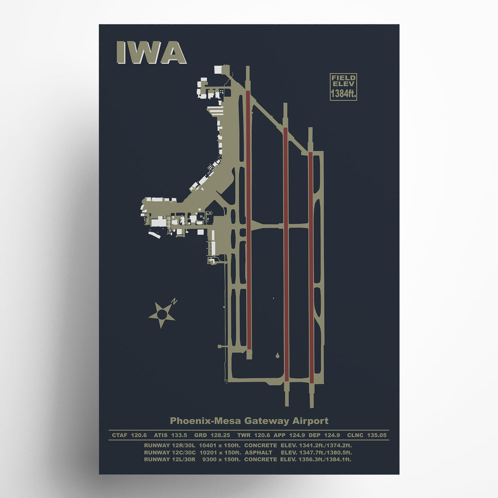 IWA Phoenix Mesa Gateway Airport Art Diagram Art Print