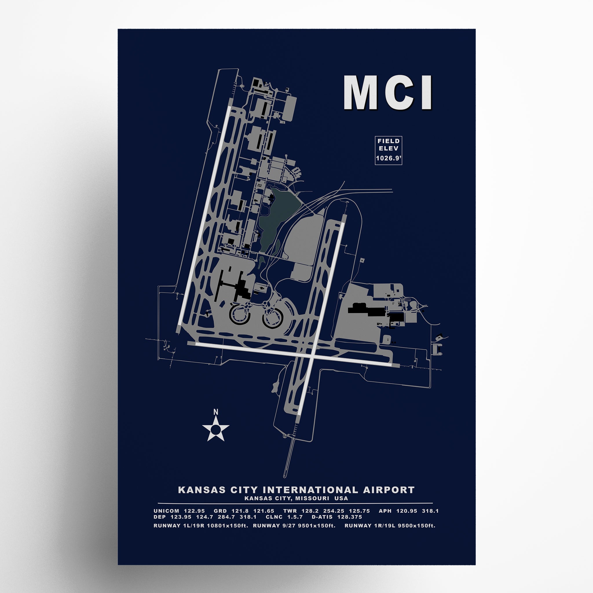 MCI Kansas City International Airport Diagram Art Print