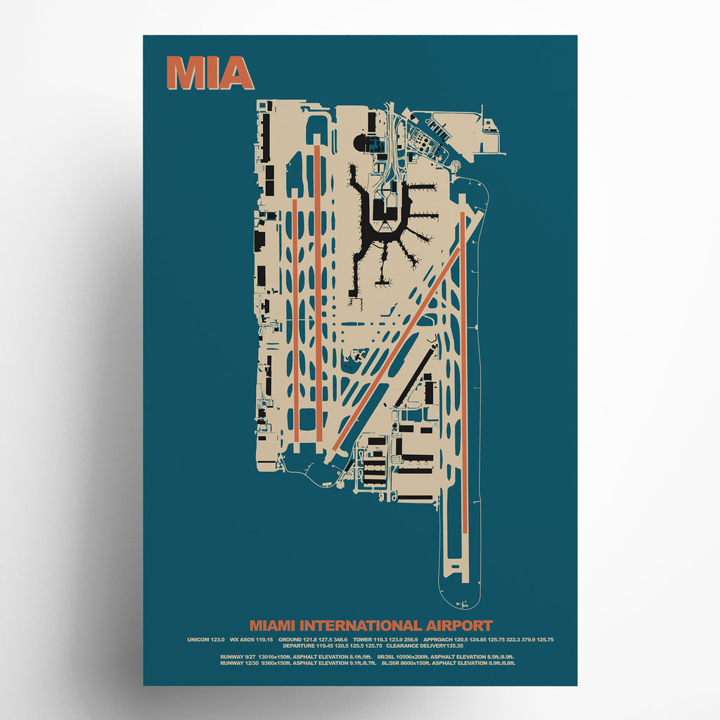 MIA Miami International Airport Diagram Art Print