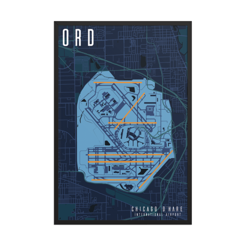 ORD Chicago O'Hare International Airport Map Art Print Airport Diagram Art