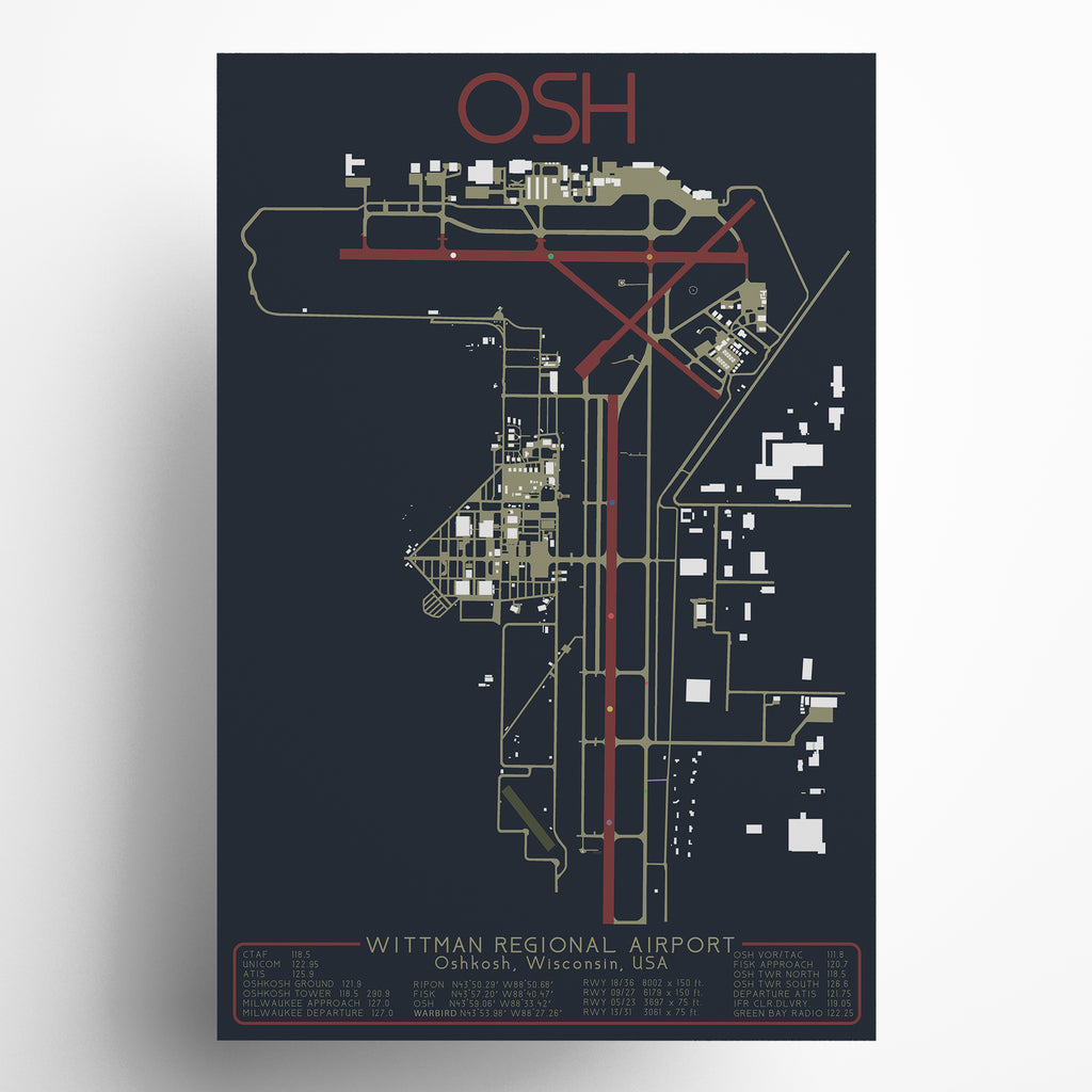 OSH Wittman Regional Airport Diagram Art Print