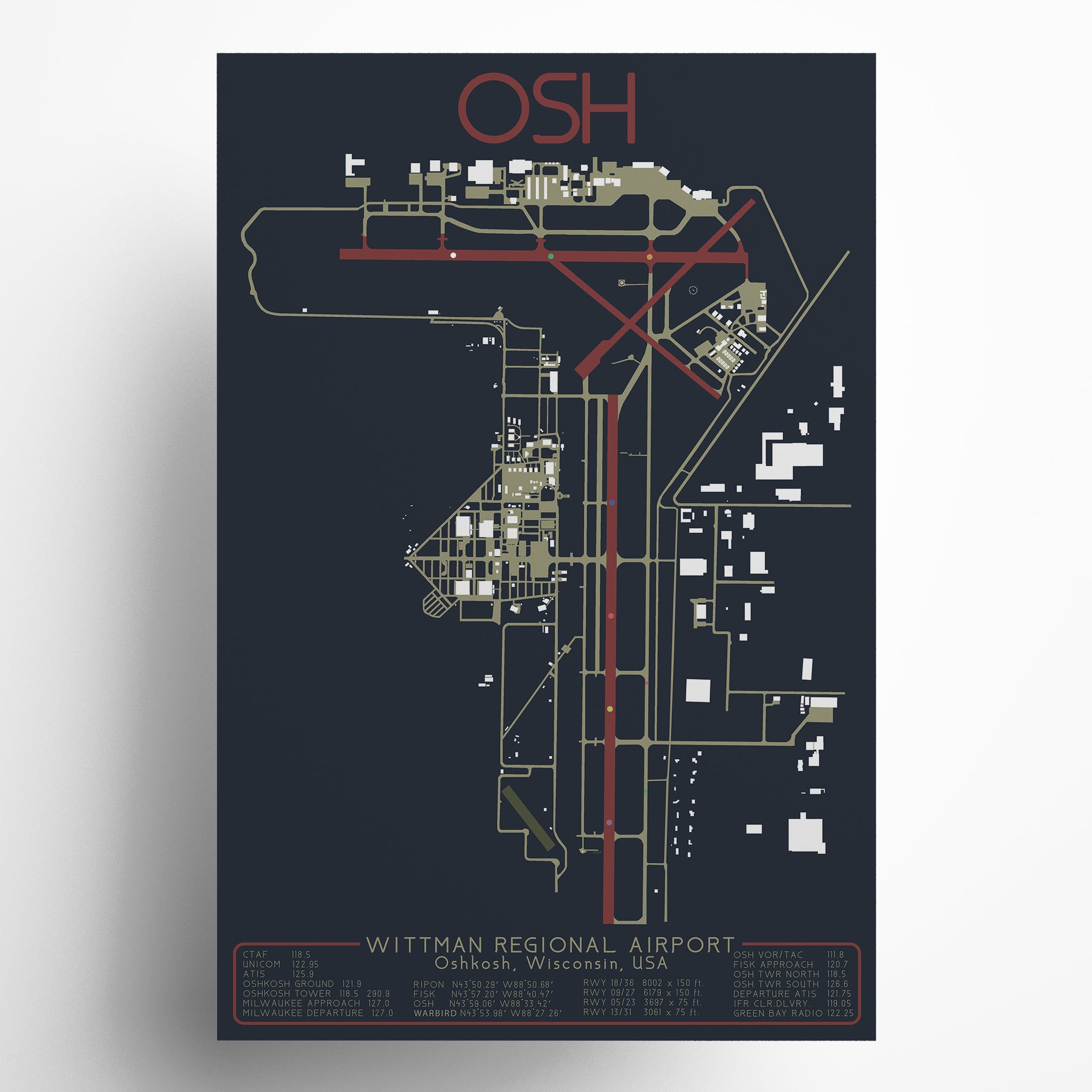 OSH Wittman Regional Airport Diagram Art Print