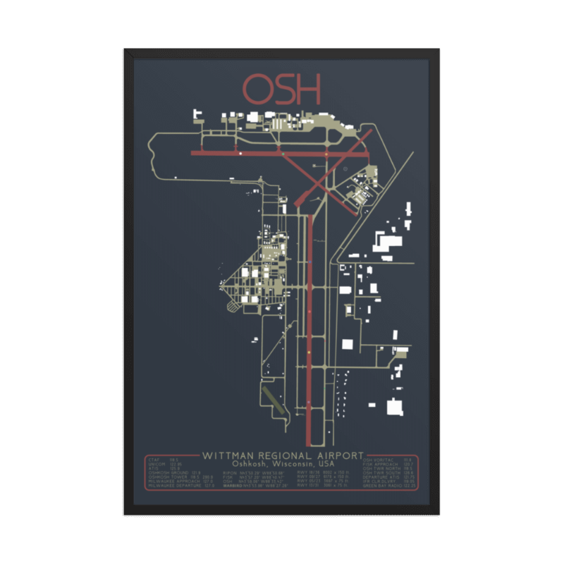 OSH Oshkosh Wittman Regional Airport Diagram Art Print