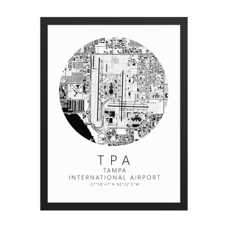 KTPA Tampa International Airport B&W Map Print